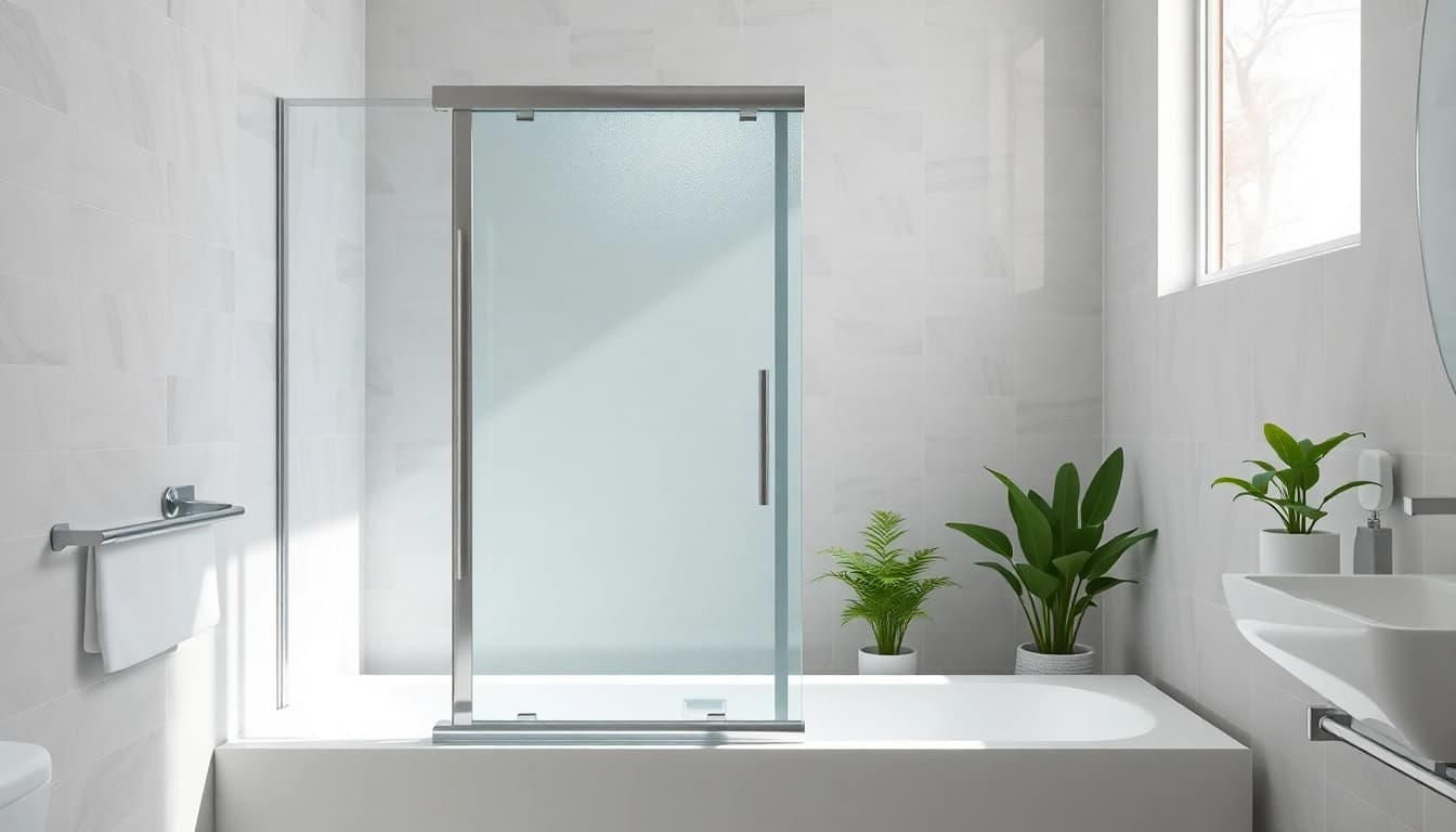 Showcase of a shower screen sliding door featuring sleek design and polished hardware in a modern bathroom.