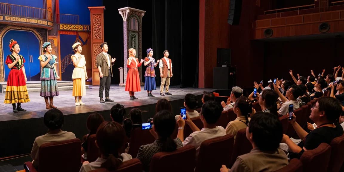 Audience enjoying a riveting performance at rokok88 theater, showcasing vibrant actors and elaborate set design.