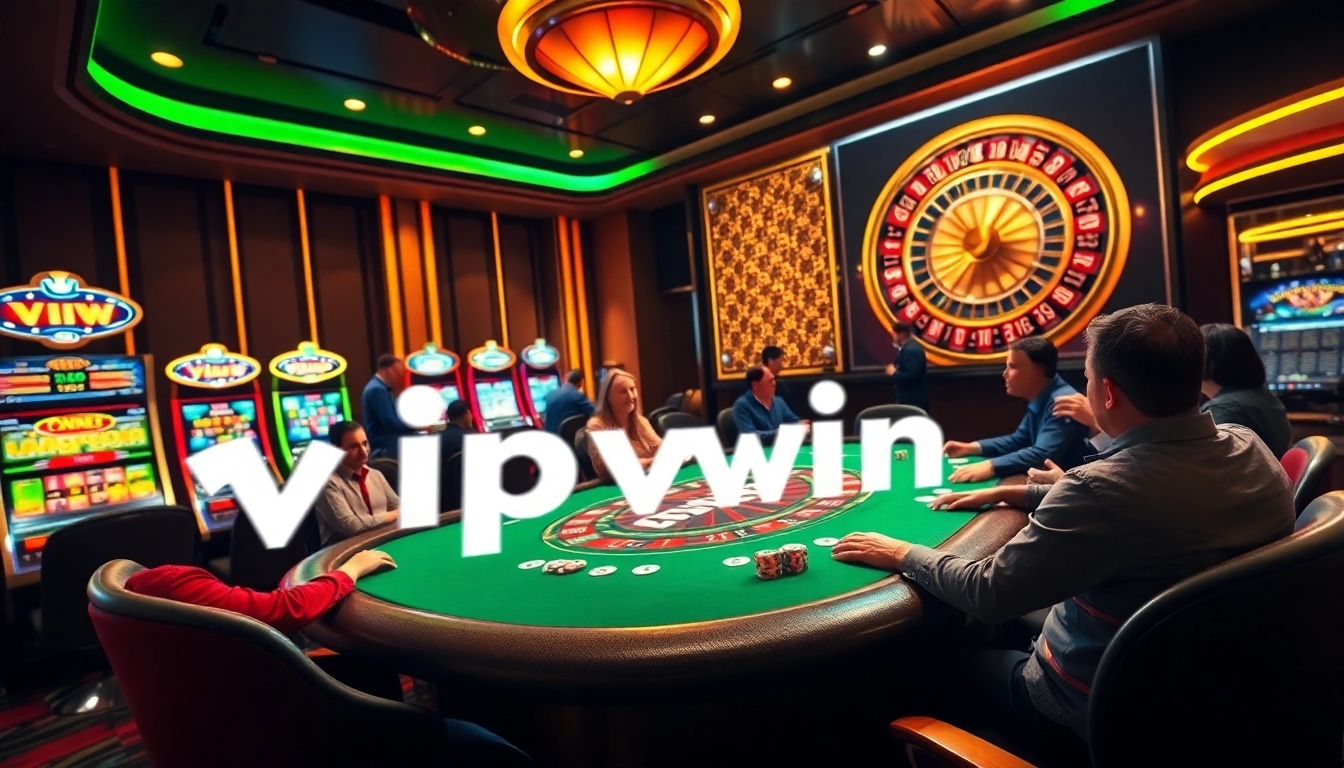 Gamblers enjoying a thrilling VIPwin experience at a luxurious casino table.