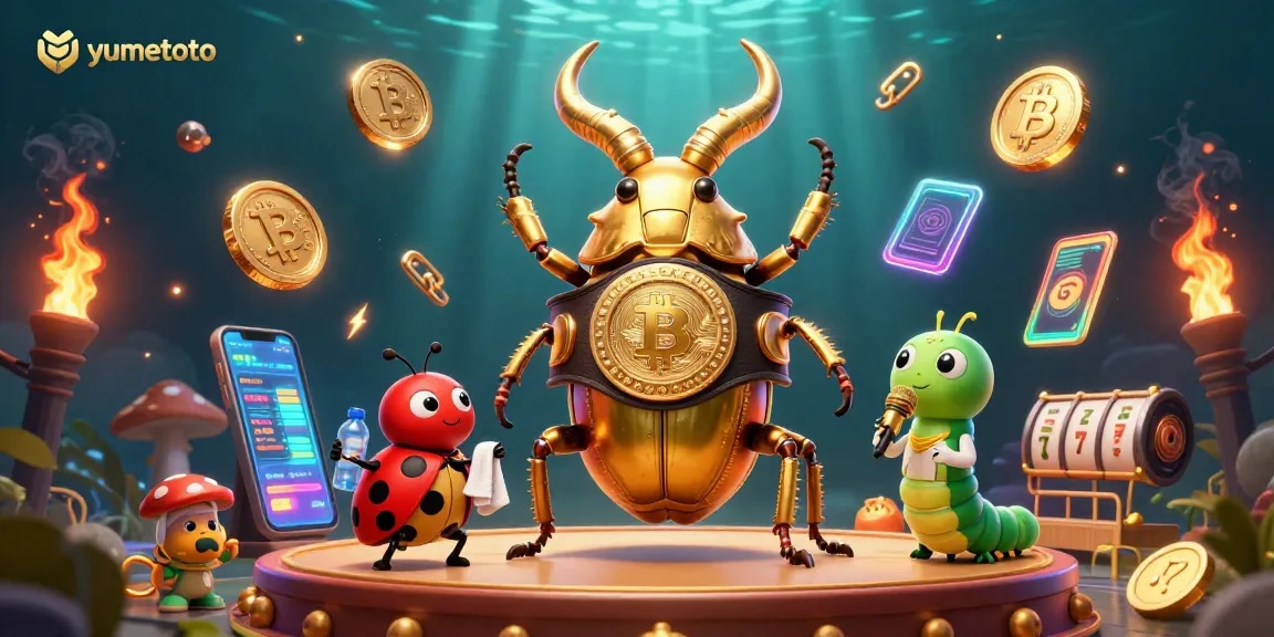 Experience the thrill of yumetoto with giant golden beetle boxing in a vibrant casino scene.