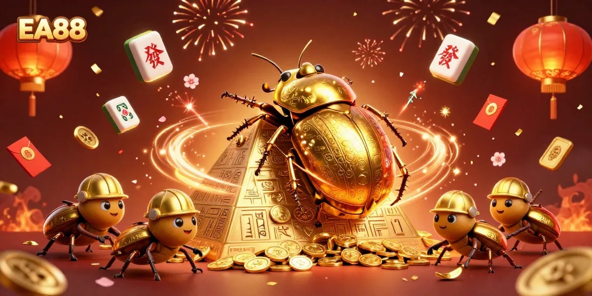 Experience thrilling gaming moments at EA88 with 3D visuals of golden coins, vibrant celebrations, and dynamic characters.