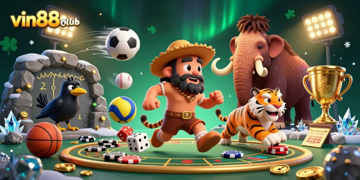 Experience thrilling gameplay at vin88club with a dynamic prehistoric casino atmosphere.