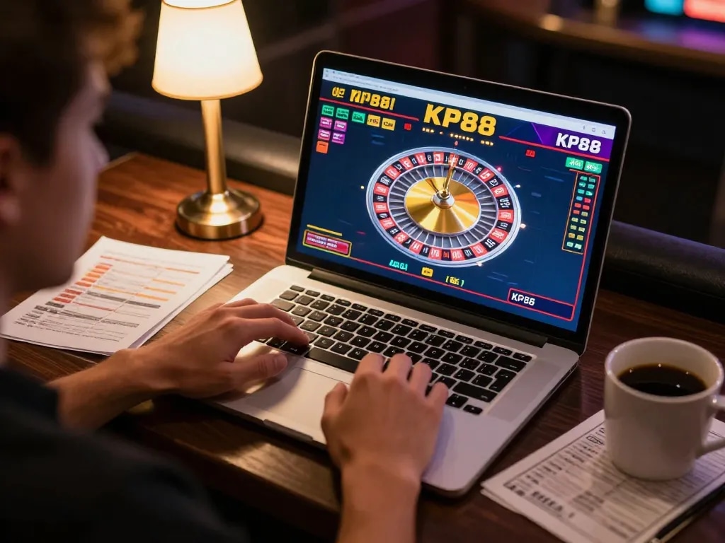Engaging gameplay on the KP88 app while placing bets at home in a cozy setting