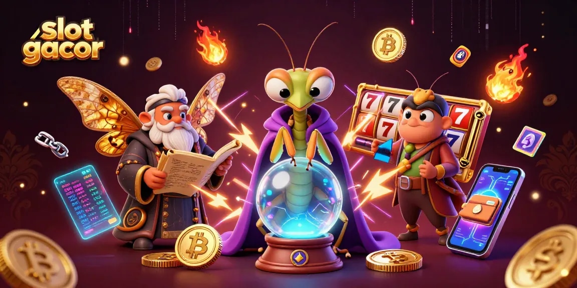Putaran slot gacor semakin menarik dengan penasihat mistis dan elemen kripto yang bersinar.