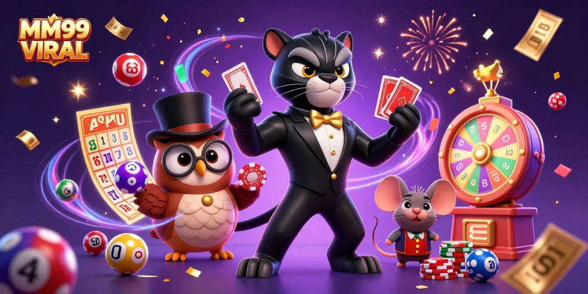 Win big at MM99 VIRAL with stylish characters and vibrant lottery vibes in this 3D casino scene.