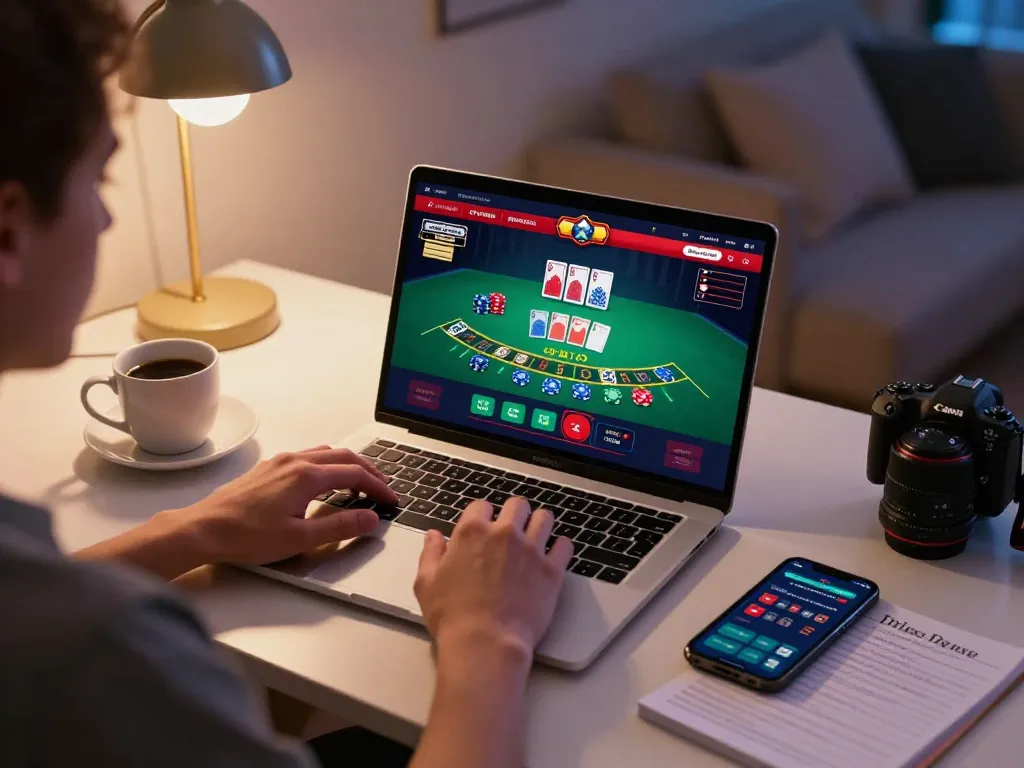 Engaging in online blackjack gameplay via lc88 link with exciting strategies and cozy ambiance.
