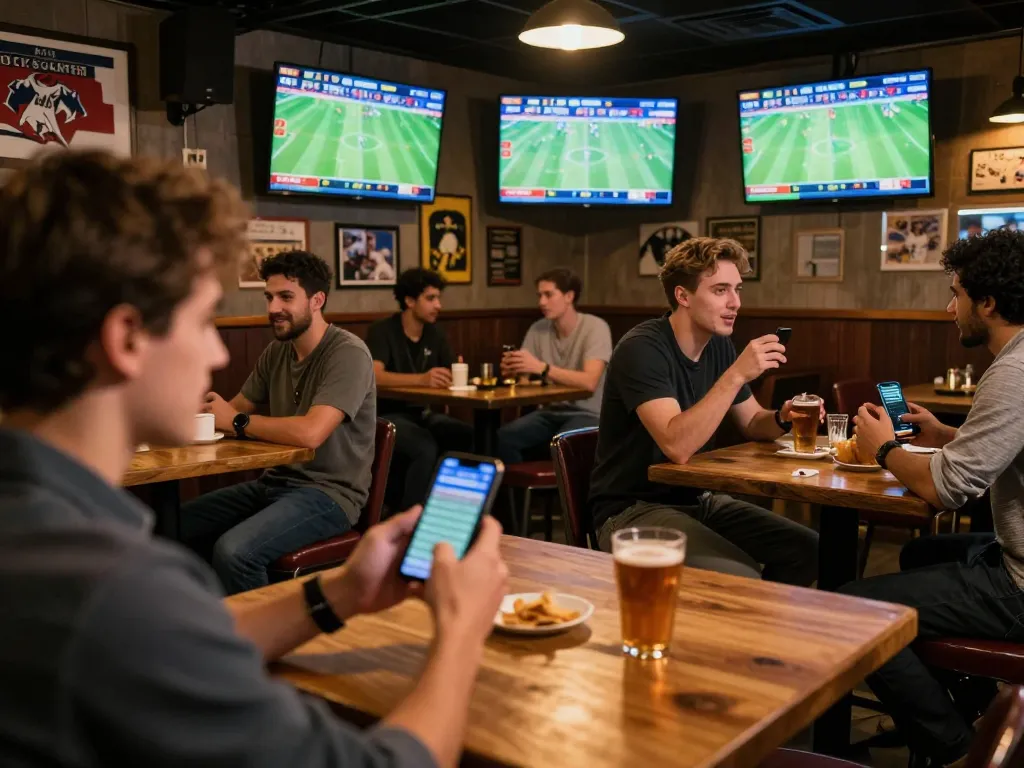 Socolive user engaging in sports betting analysis while enjoying lively atmosphere and multiple screens.