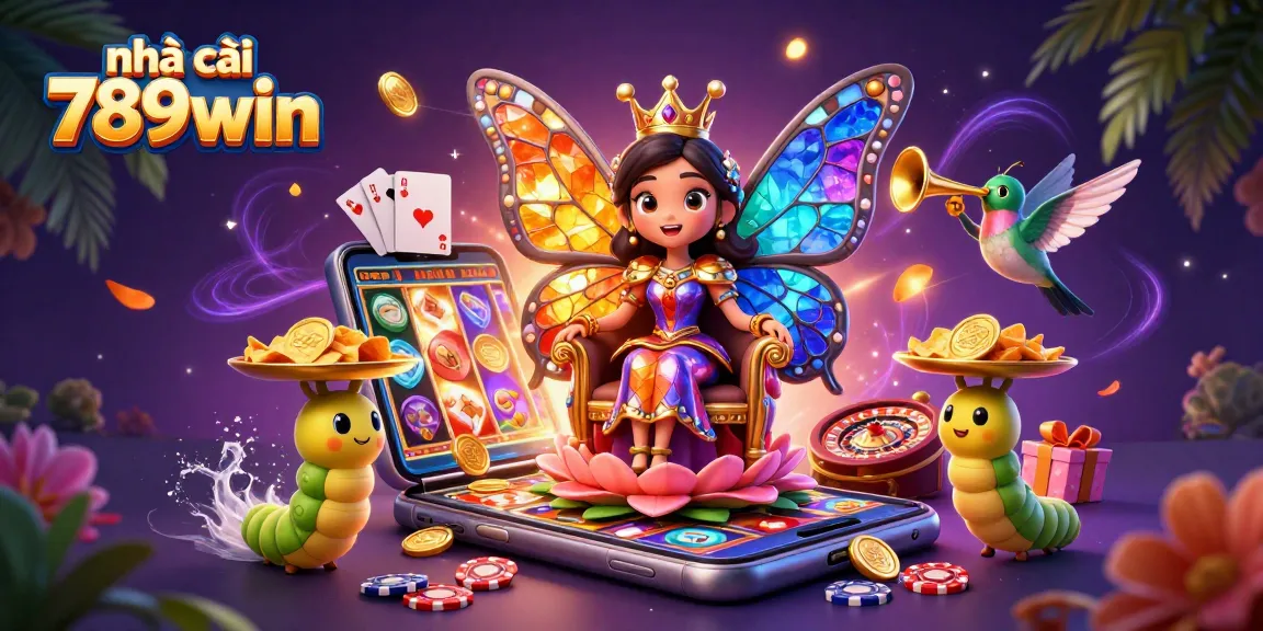 Experience game excitement with nhà cái 789win using vibrant 3D casino elements and characters.