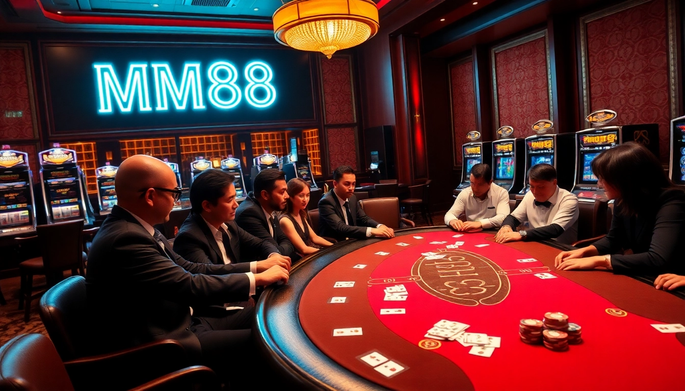 Experience the thrill of MM88 casino gaming with exciting poker action and vibrant atmosphere.