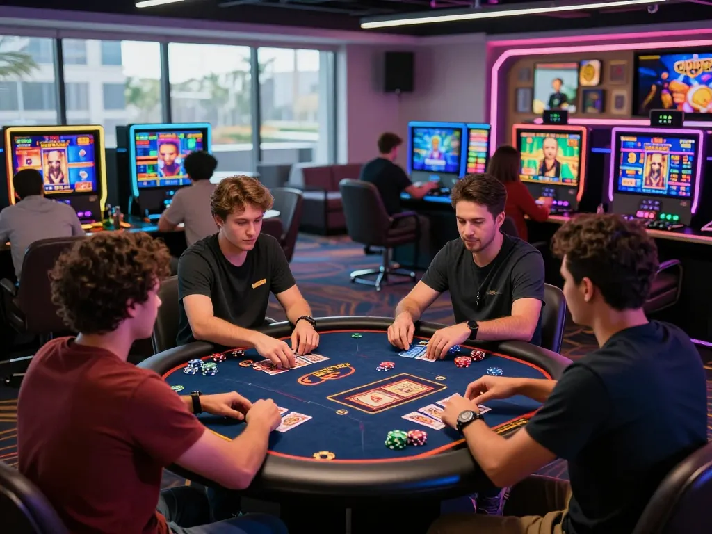Exciting gaming atmosphere showcasing players enjoying online games and learning to tải 789 club.