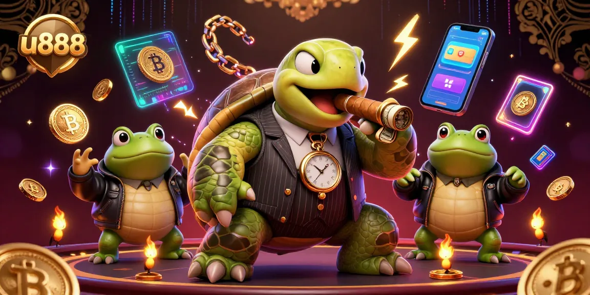 Experience thrill with u888 featuring cartoon characters in a vibrant casino scene.