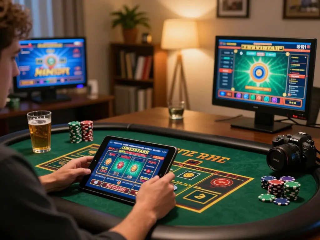 Engaging gaming session at home with fun79 top strategies displayed on screen for optimal online gambling.