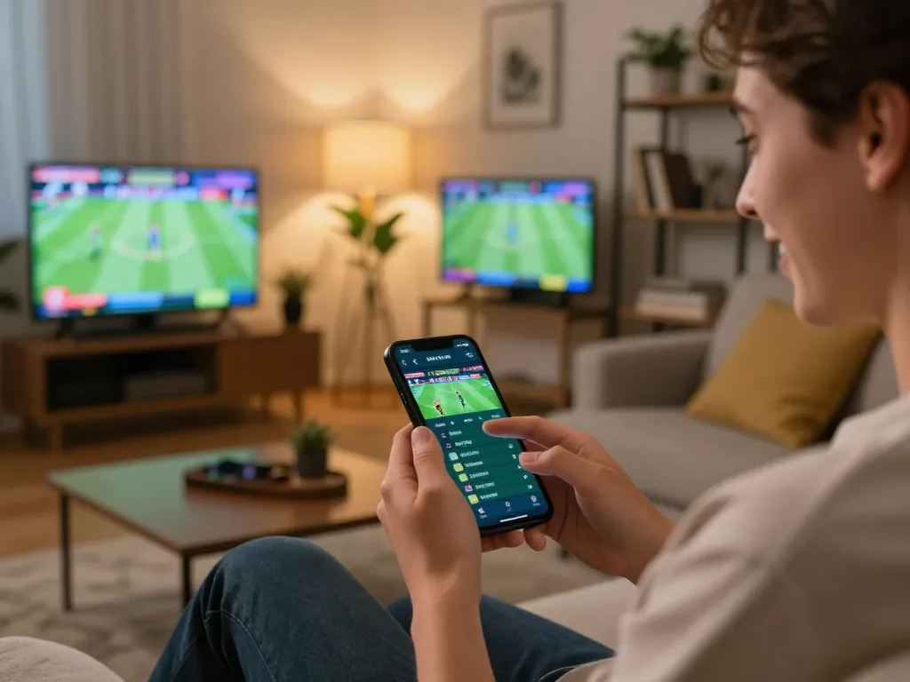Person enjoying mobile sports betting at home using https://gg88.art/ app, showcasing excitement and responsible gaming.