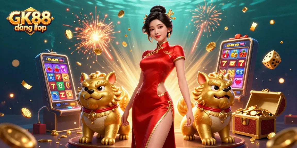 Engage in thrilling gameplay with GK88 đăng nhập in this vibrant 3D casino illustration.