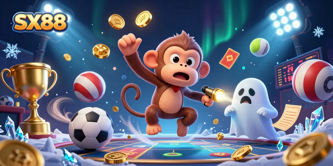 SX88 reveals a mischievous poltergeist monkey juggling golden items in a vibrant casino scene