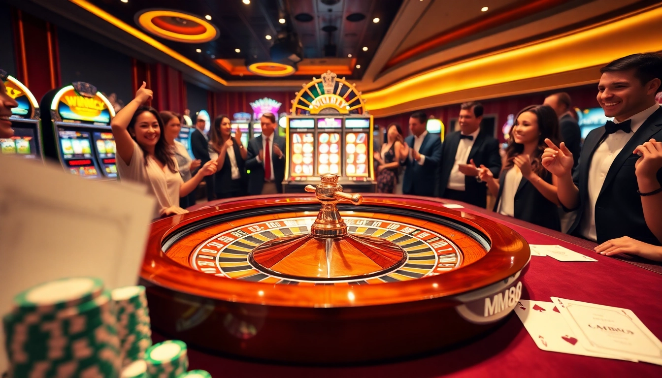 Players enjoying a round of roulette at MM88, embodying excitement and luxury in online gambling.