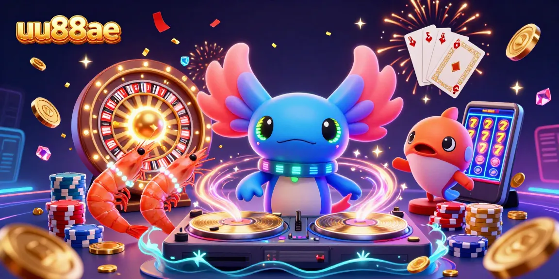Catch the excitement at uu88ae with vibrant slots and lively characters in a dazzling casino scene.