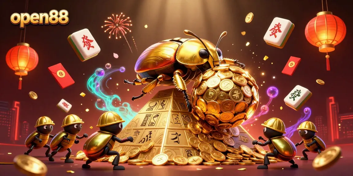 Experience the thrilling games at open88, featuring vibrant gold coins and dynamic casino elements.
