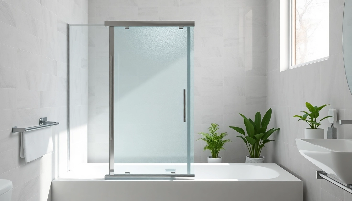 Showcase of a shower screen sliding door featuring sleek design and polished hardware in a modern bathroom.