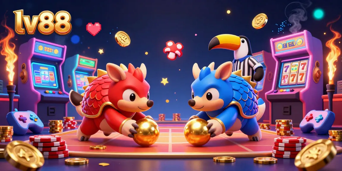 Engage in thrilling gaming experiences with lv88's vibrant 3D illustration of pangolins in action.