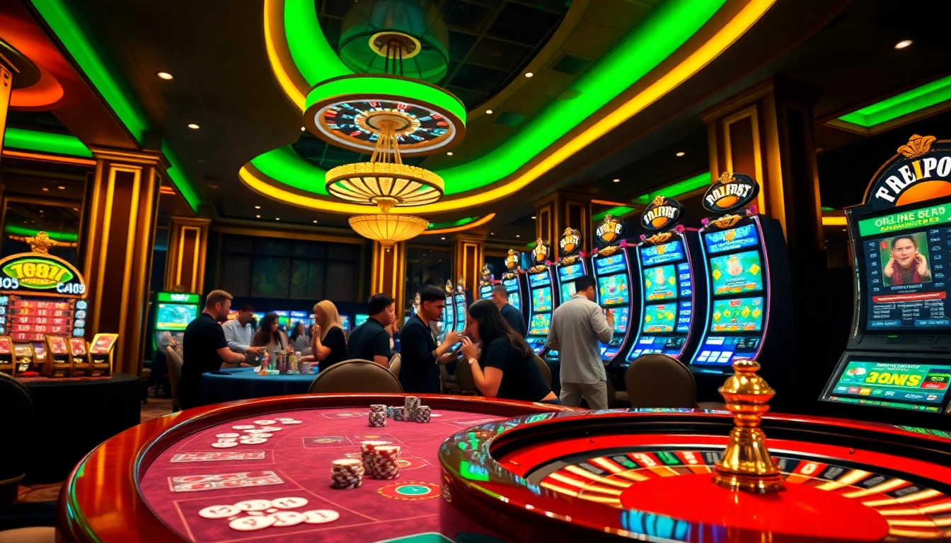 Experience the thrill of 789f gaming with vibrant casino visuals, poker chips, and roulette wheels.
