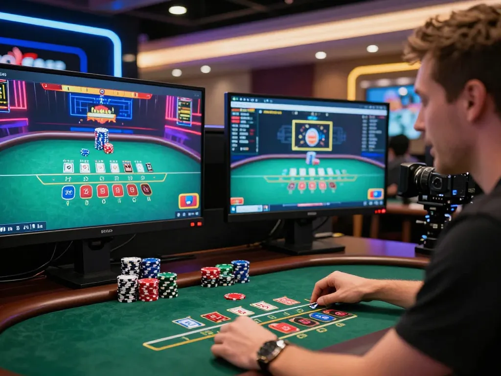 Engaging in online gambling at https://www.dacsandatphanrang.com/ with live dealer blackjack and poker interface.