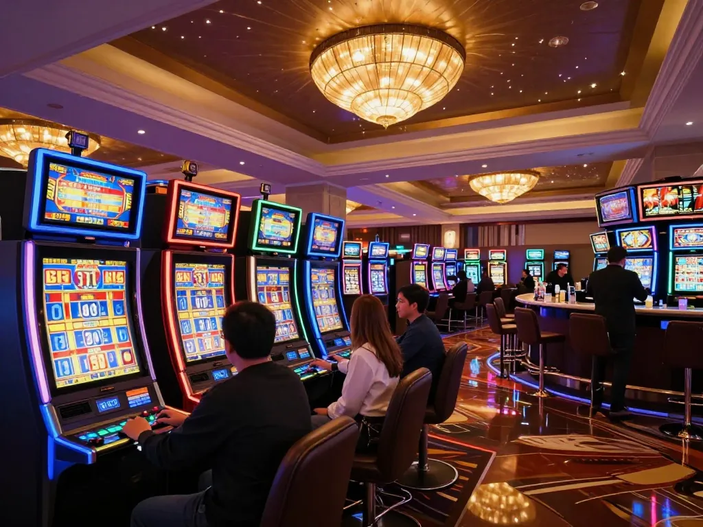 Experience the excitement of lc 88 casino gaming with lively slot machines and players.