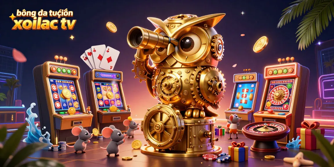Experience the thrill of bóng đá trực tuyến xoilac tv as the golden owl surveys the casino floor.
