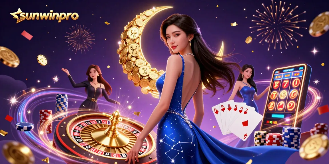 Experience thrilling gaming action with sunwinpro in a vibrant 3D casino illustration.