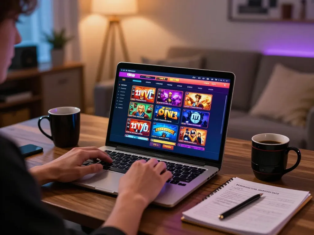 Player enjoying immersive online gameplay at 11Win, showcasing interactive casino interface with strategic notes.