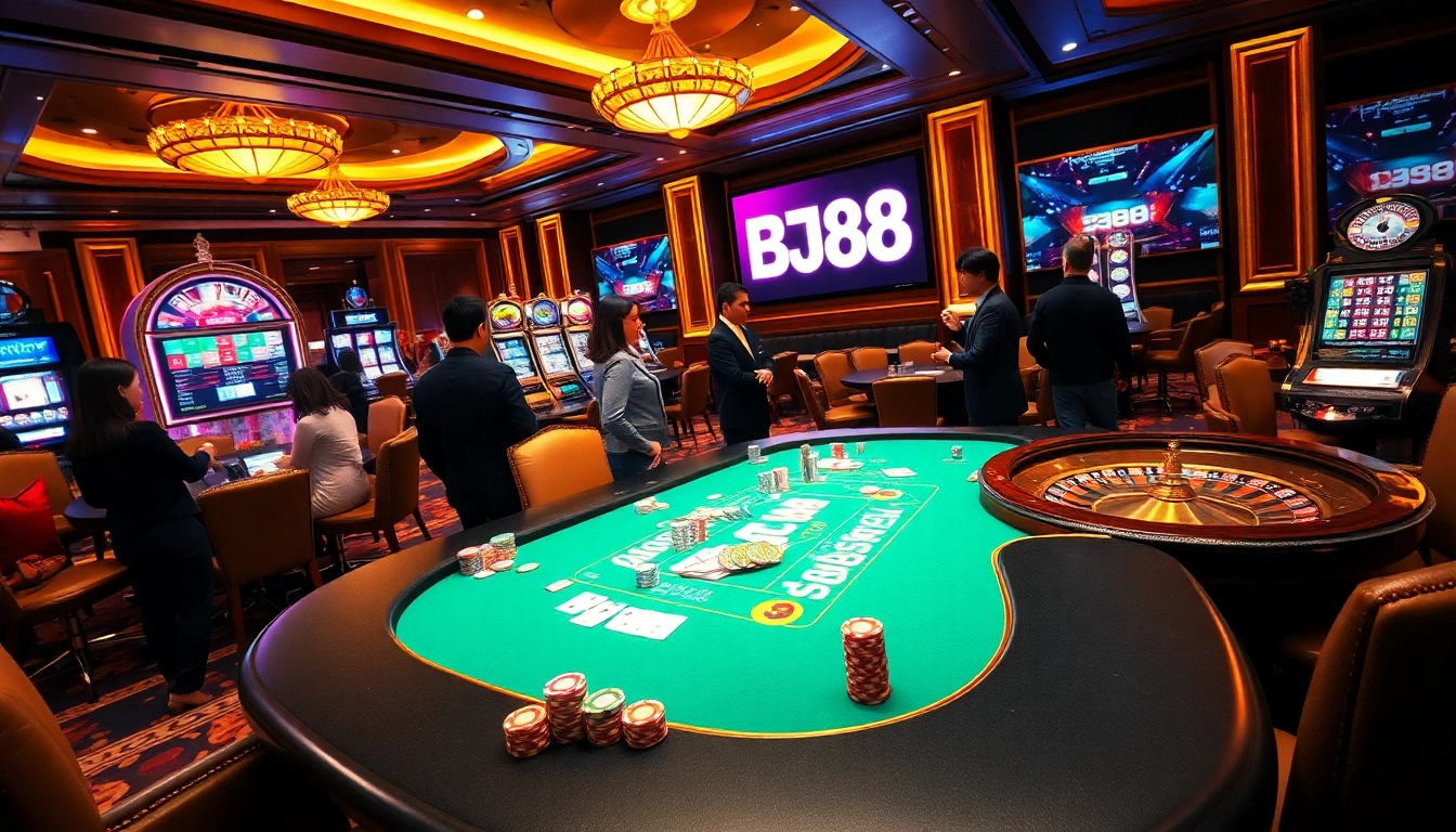 Experience thrilling gambling action at BJ88 with engaging poker games and luxurious casino ambiance.