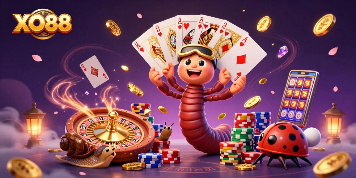 Engage in thrilling gameplay at XO88 with vibrant casino characters and dynamic gaming elements.