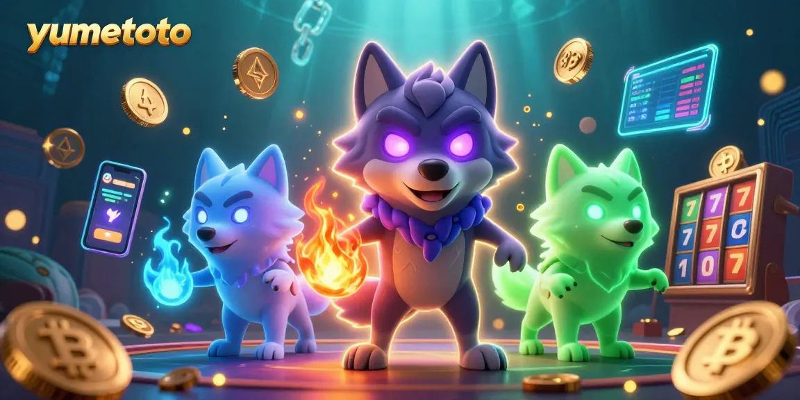 Experience high-speed gaming with yumetoto and glowing digital elements in an engaging casino illustration.