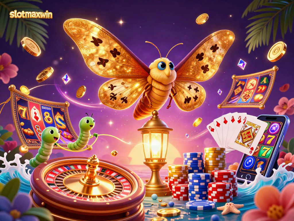 Experience the thrill of slot maxwin with vibrant casino elements and golden graphics.