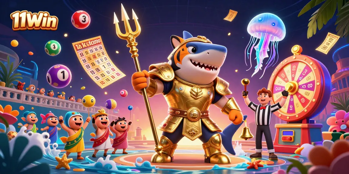 Engage with thrilling 11Win lottery gameplay amidst vibrant underwater elements.