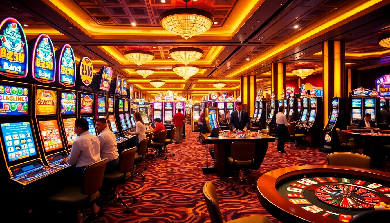 Experience winning with IDNSlot at a vibrant casino, featuring colorful slot machines and exciting gameplay.