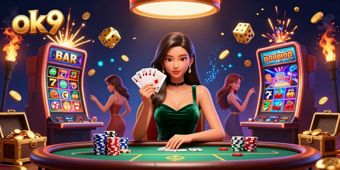 Play with ok9's exciting casino games, featuring vibrant visuals and thrilling elements