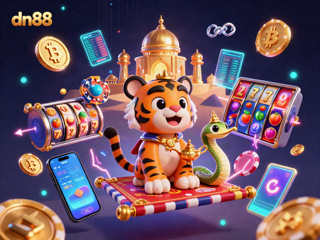 Engage with dn88's thrilling casino experience featuring a colorful Arabian Nights scene.
