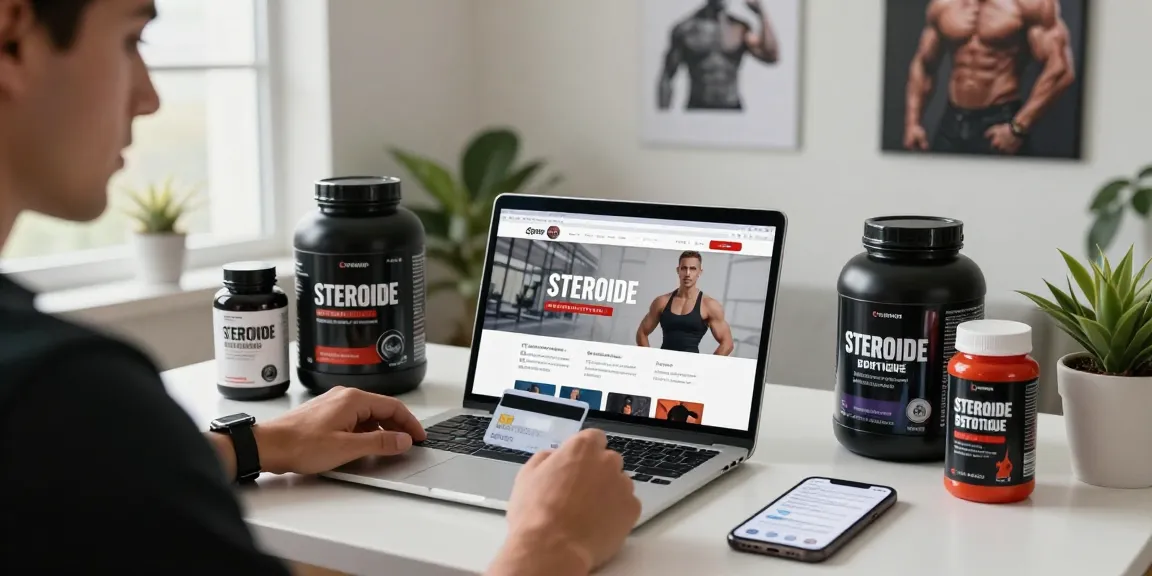 Steroide Boutique shopping experience with individual browsing anabolic steroids in a cozy home office.