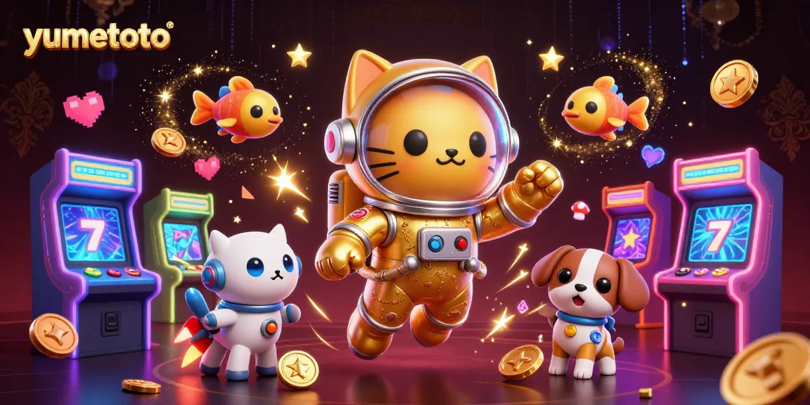 Experience excitement with Yumetoto while enjoying vibrant slot games surrounded by animated characters.