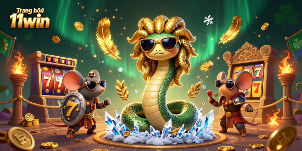 Engage in the fun of Trang chủ 11win with a vibrant illustration of unique casino characters.
