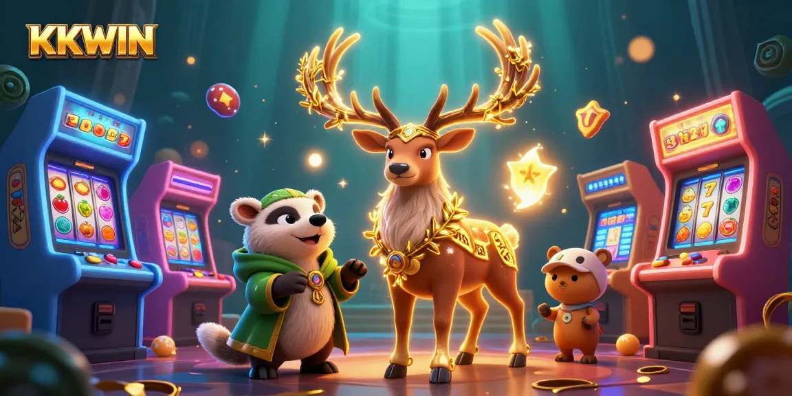 Engage dynamically with KKWIN's vibrant 3D casino themed illustration showcasing gaming elements.