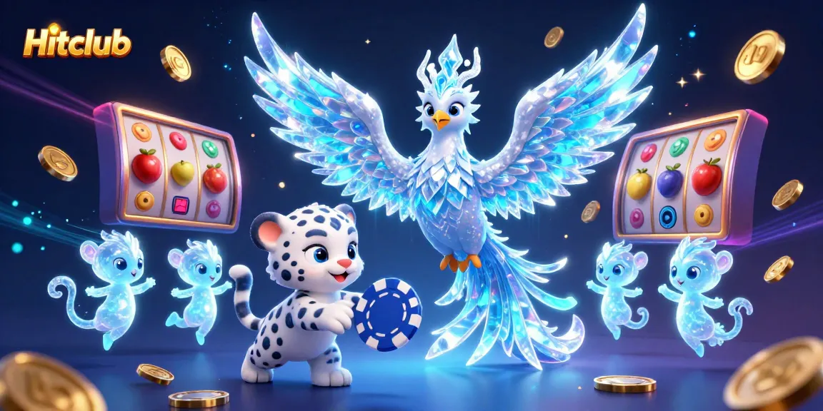 Experience exhilarating gameplay at Hitclub with a vibrant illustration of a magical casino scene featuring an ice phoenix and dynamic slot elements.