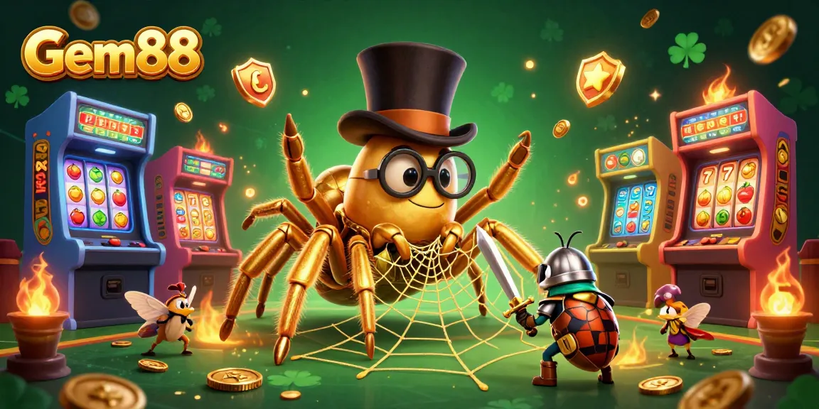Experience Gem88 through an enchanting 3D casino scene with vibrant game elements and dynamic characters.