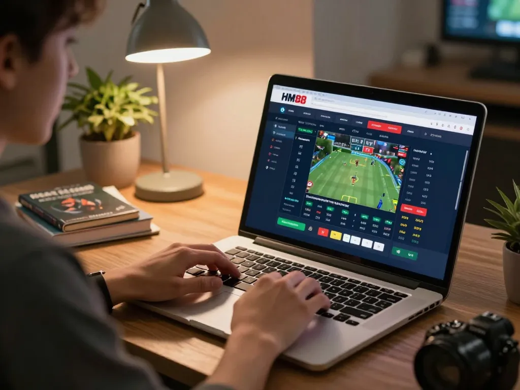 Engaging online sports betting at HM88 platform, showcasing serious betting strategy.