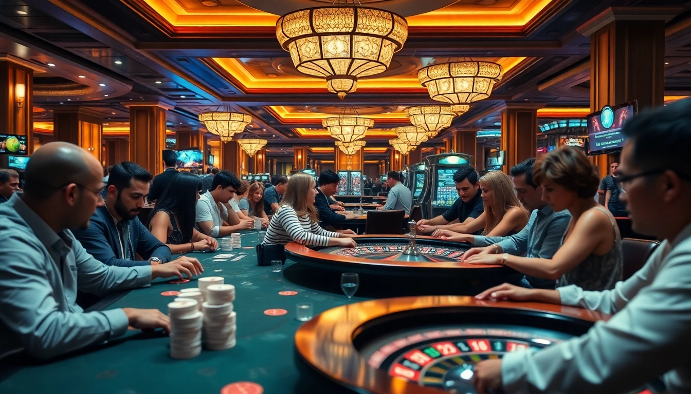 Players experiencing thrilling gambling action at SV388 casino tables with vibrant poker chips.