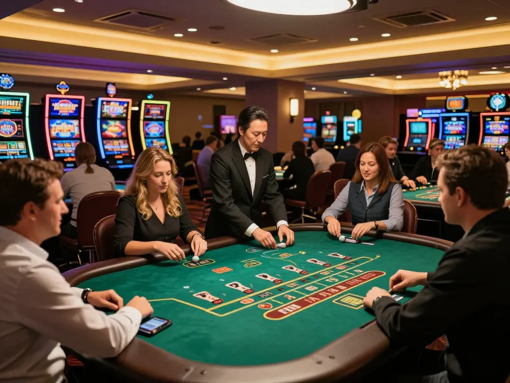 Dynamic gameplay at nhà cái uu88 casino floor with engaged players and live dealers.