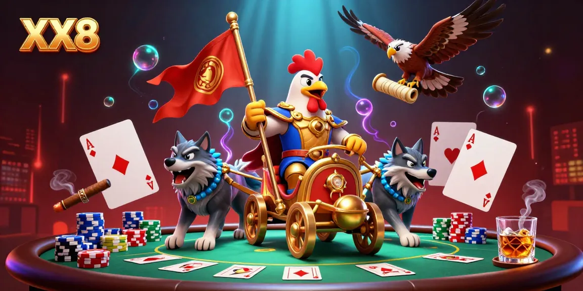 Experience strategic gameplay at XX8 with a dynamic 3D casino scene featuring poker action.