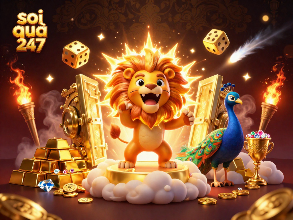Engage with soi cầu 247 in an ultra-detailed 3D digital illustration featuring dynamic gaming elements.