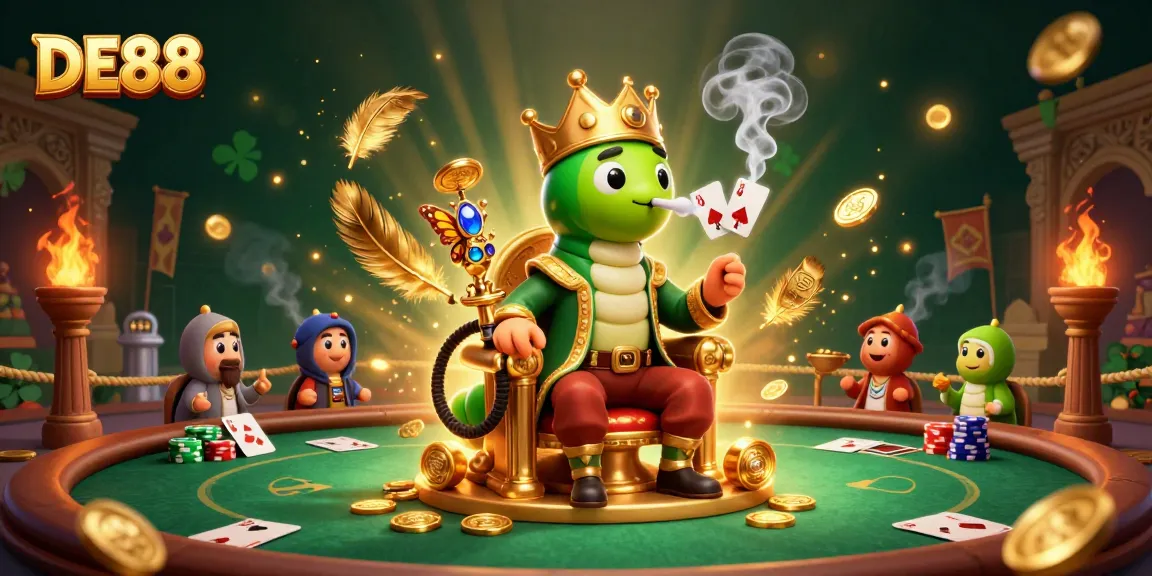 DE88 showcases a vibrant scene of the hookah-master in a casino setting, blending poker elements.